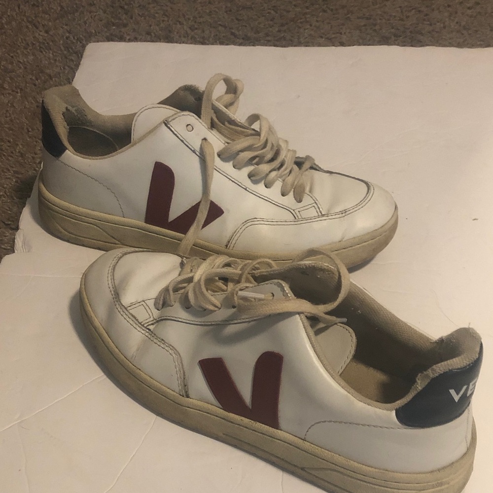 Veja White and Blue Sneakers